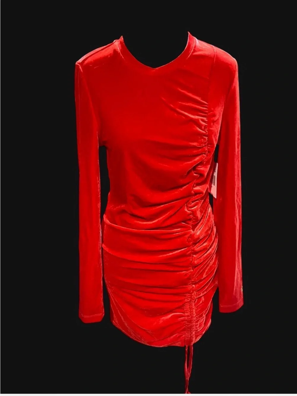 Juicy Couture Red Ruched Long-Sleeve Mini Dress